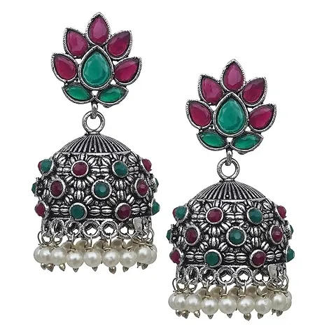 Elegant Floral Alloy Metal Jhumkas