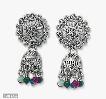 Elegant Floral Alloy Metal Jhumkas-thumb0