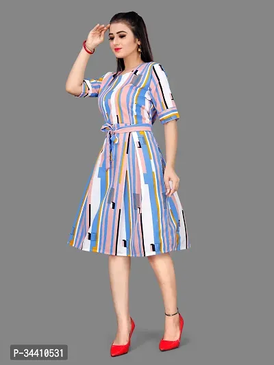 Stylish Crepe Printed Dress For Women-thumb0