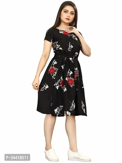 Stylish Crepe Printed Dress For Women-thumb0