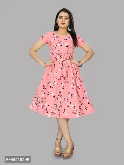 Stylish Crepe Printed Dress For Women-thumb0