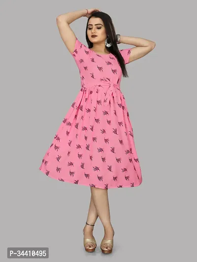 Stylish Crepe Printed Dress For Women