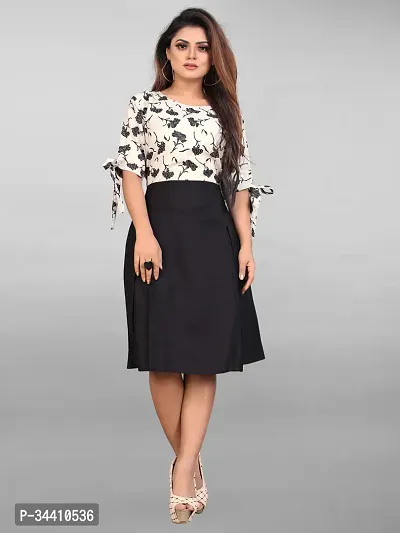 Stylish Crepe Printed Dress For Women-thumb0