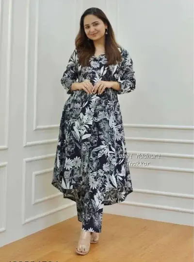 Stylish Rayon Printed Kurta Bottom Set