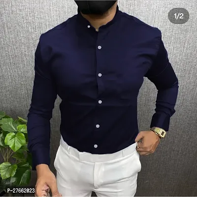 Fancy Casual Cotton Solid Shirt For Men-thumb0