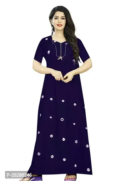 Stylish Cotton Navy Blue Nighty Set For Women