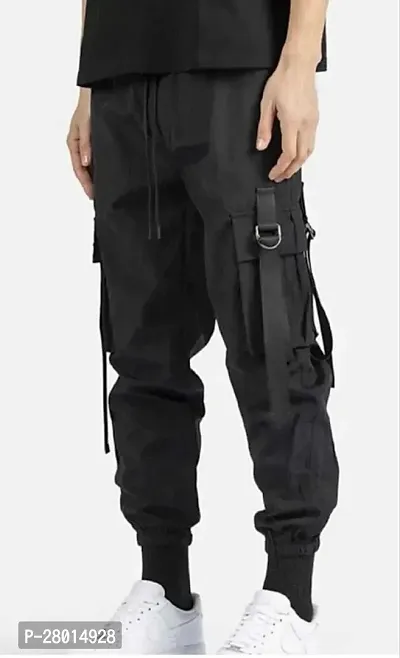 Stylish Black Polyester Cargo For Men