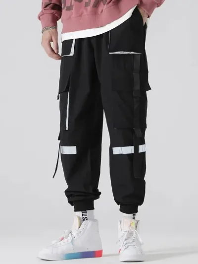 Regular Track Pants with Neon Patch for Men