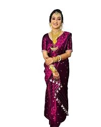 Elegant Purple Art Silk Saree with Blouse piece For Women-thumb1