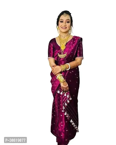 Elegant Purple Art Silk Saree with Blouse piece For Women-thumb2