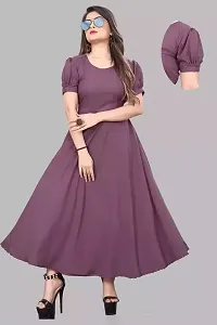 Stylish Purple Crepe Dress For Women-thumb1