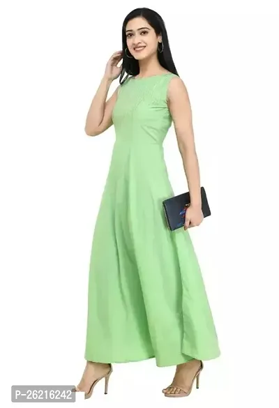 Stylish Green Crepe Dress For Women-thumb0