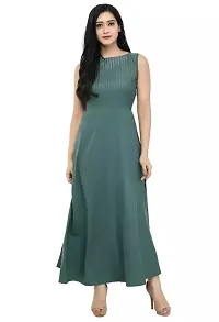 Stylish Green Crepe Dress For Women-thumb1