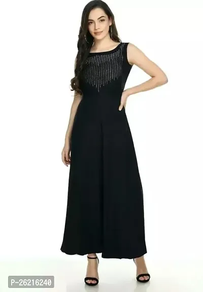 Stylish Black Crepe Dress For Women-thumb0