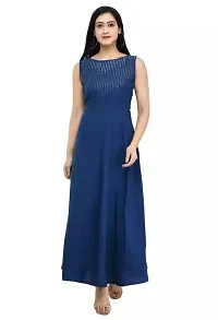 Stylish Blue Crepe Dress For Women-thumb1