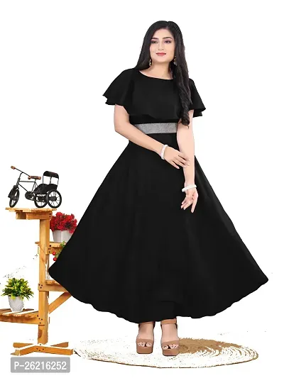 Stylish Black Crepe Dress For Women-thumb0