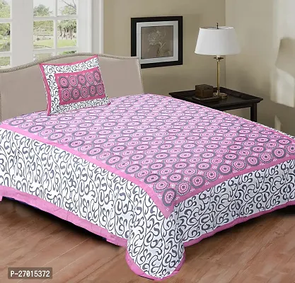 Classic Cotton Printed Single Bedsheets with Pillow Cover-thumb0