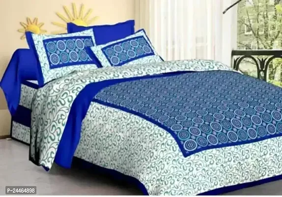 Stylish Best Quality Cotton Queen Size 1 Bedcover with 2 Pillowcovers