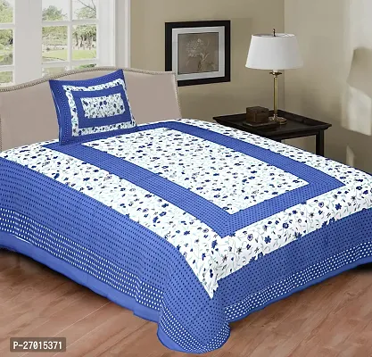 Classic Cotton Printed Single Bedsheets with Pillow Cover-thumb0