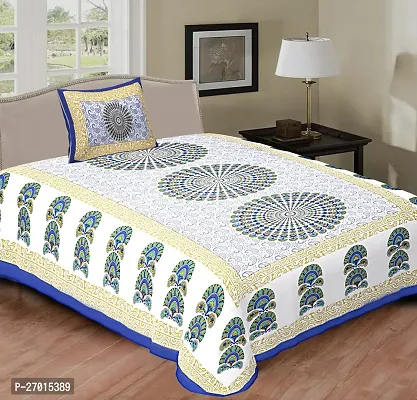 Classic Cotton Printed Single Bedsheets with Pillow Cover