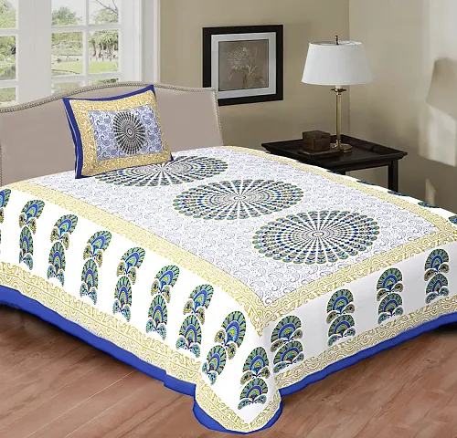 Printed Cotton Single Bedsheet with 1 Pillow Cover