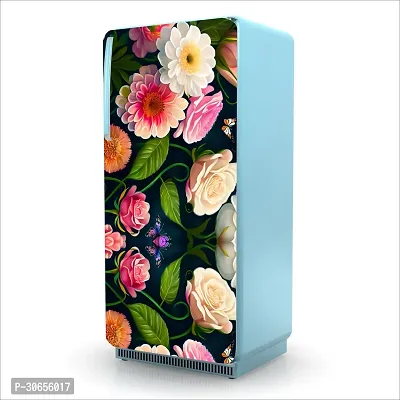 Decorative Single Door, Double Door Self-Adhesive, Waterproof Fridge Sticker/Wallpaper/Poster PVC Vinyl Print (Size 24x49.5 Inch)-thumb0