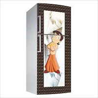 Decorative Single Door, Double Door Self-Adhesive, Waterproof Fridge Sticker/Wallpaper/Poster PVC Vinyl Print (Size 24x49.5 Inch)-thumb2