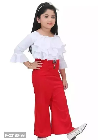 Fabulous White Cotton Top With Bottom For Girls-thumb3