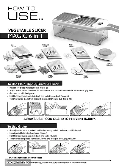 GIRNES Stainless Still 4 in 1 Multi Functional Vegetable and Fruit Grater  Slicer Chopper with 4 Blades, Multicolor-thumb3