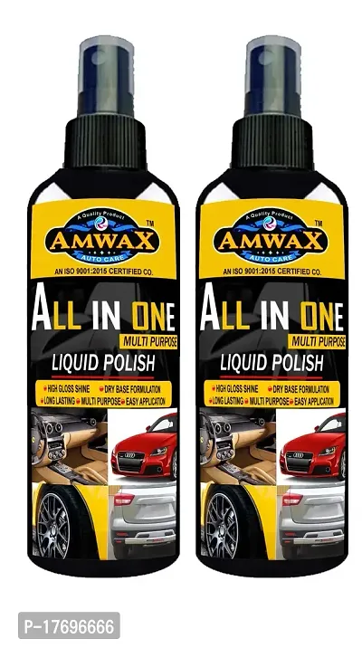 Amwax All In One Multipurpose Liquid Polish/Car Polish/Dashboard Polish/Body Polish/Bike Polish/Interior Polish/High Gloss/Long Lasting/Spray Polish (100+100=200 ml Combo Pack)-thumb0