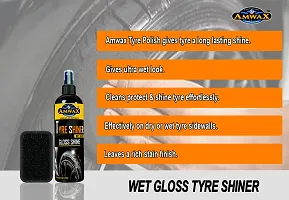 Amwax Tyre Shiner/Tyre Polish/car tyre polish/bike tyre polish/high gloss/high shine/Long Lasting (100+100=200ml Pack)-thumb1
