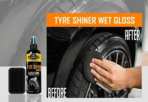 Amwax Tyre Shiner/Tyre Polish/car tyre polish/bike tyre polish/high gloss/high shine/Long Lasting (100+100=200ml Pack)-thumb3