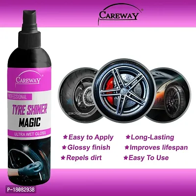 Careway Tyre Shiner Magic/Tyre Polish/car tyre Polish/Bike tyre Polish/high Gloss/high Shine/Long Lasting (200+200ML)-thumb3