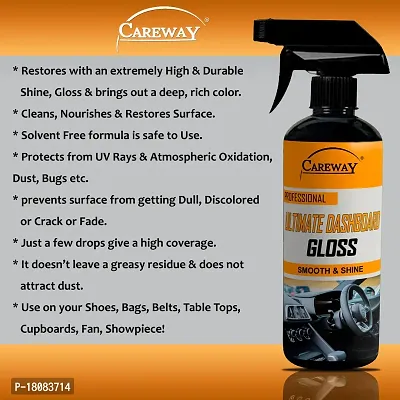 Careway Ultimate Dashboard Gloss /Smooth  Shine/Interior Car Polish and Protectant - Long-Lasting Shine - Non-Greasy Formula -250ml-thumb5