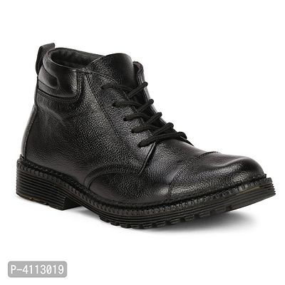 Trendy Leather Black Heel Boot For Men-thumb2