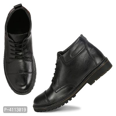 Trendy Leather Black Heel Boot For Men-thumb0
