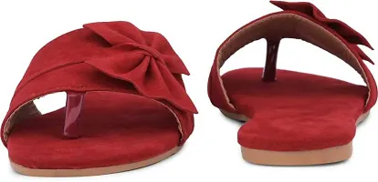 Women's Stylish and Trendy Red Solid Velvet Fancy One Toe Flats Fashion Flats-thumb2