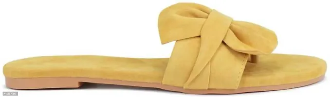 Women's Stylish and Trendy Yellow Solid Velvet Fancy One Toe Flats Fashion Flats-thumb3