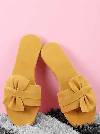 Women's Stylish and Trendy Yellow Solid Velvet Fancy One Toe Flats Fashion Flats-thumb4