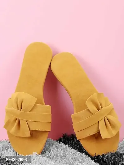 Women's Stylish and Trendy Yellow Solid Velvet Fancy One Toe Flats Fashion Flats-thumb5