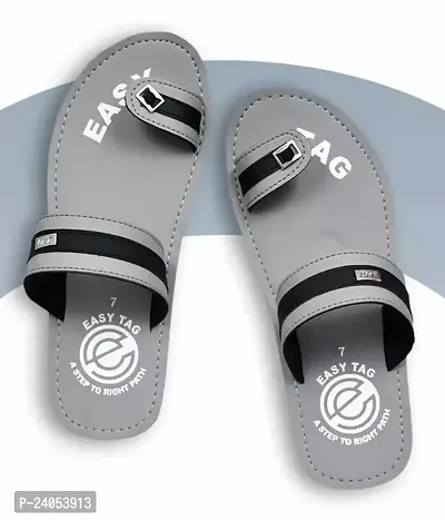 Stylish Grey Synthetic Flip Flops For Men-thumb0