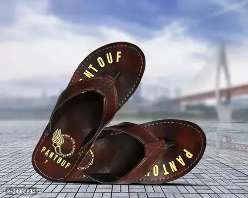 Stylish Brown Synthetic Flip Flops For Men