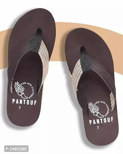 Stylish Brown Synthetic Flip Flops For Men-thumb0