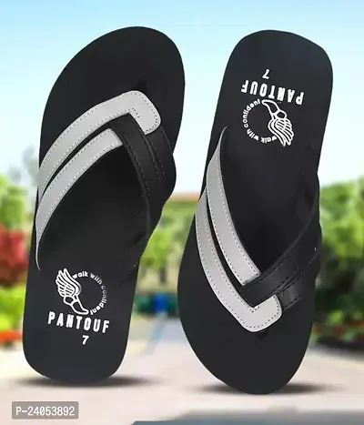 Stylish Black Synthetic Flip Flops For Men-thumb0