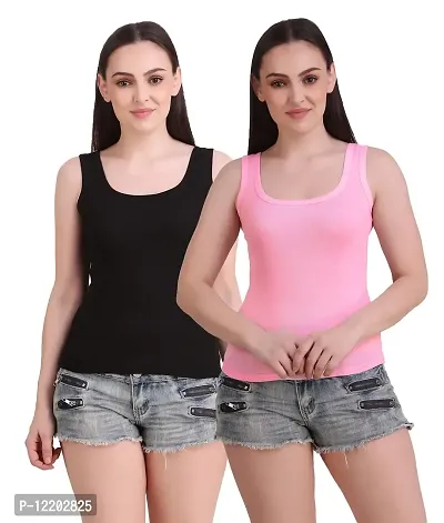 Paras® Tank Top/Vest Camisole Sando Spaghetti Chemise Inner Wear Camis for Girls and Women (Pack of 2)