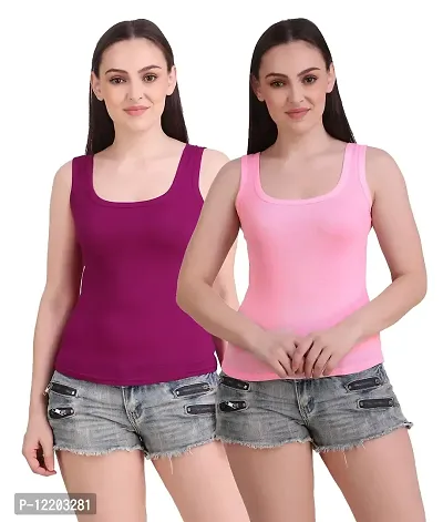 Paras® Tank Top/Vest Camisole Sando Spaghetti Chemise Inner Wear Camis for Girls and Women (Pack of 2)