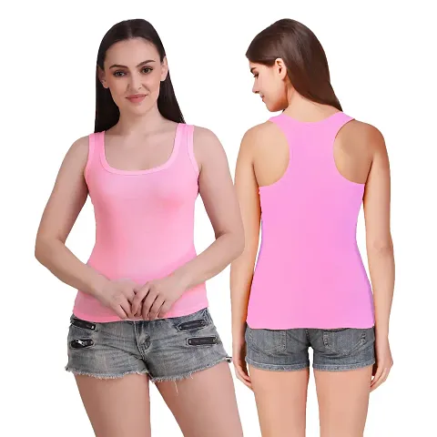 Paras Cotton Camisole Tank Top Vest Top Inner Wear Camis Raceback for Women Girls (Pack of 2)