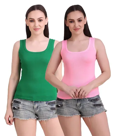 Paras® Tank Top/Vest Camisole Sando Spaghetti Chemise Inner Wear Camis for Girls and Women (Pack of 2)