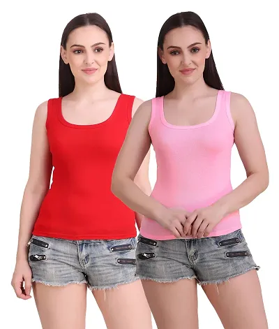 Paras? Tank Top/Vest Camisole Sando Spaghetti Chemise Inner Wear Camis for Girls and Women (Pack of 2)