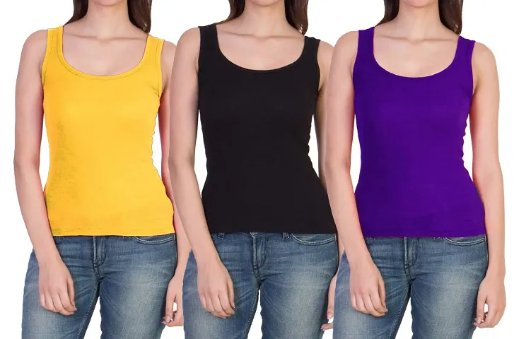 Paras® Camisole Tank Top/Vest Chemise Sando Spaghetti Inner Wear Camis for Girls and Women-Pack of 3